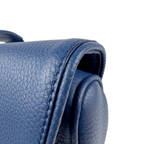 Auth Christian Dior Saddle Shoulder Bag Navy Blue Leather - z3667 - Picture 5 of 13